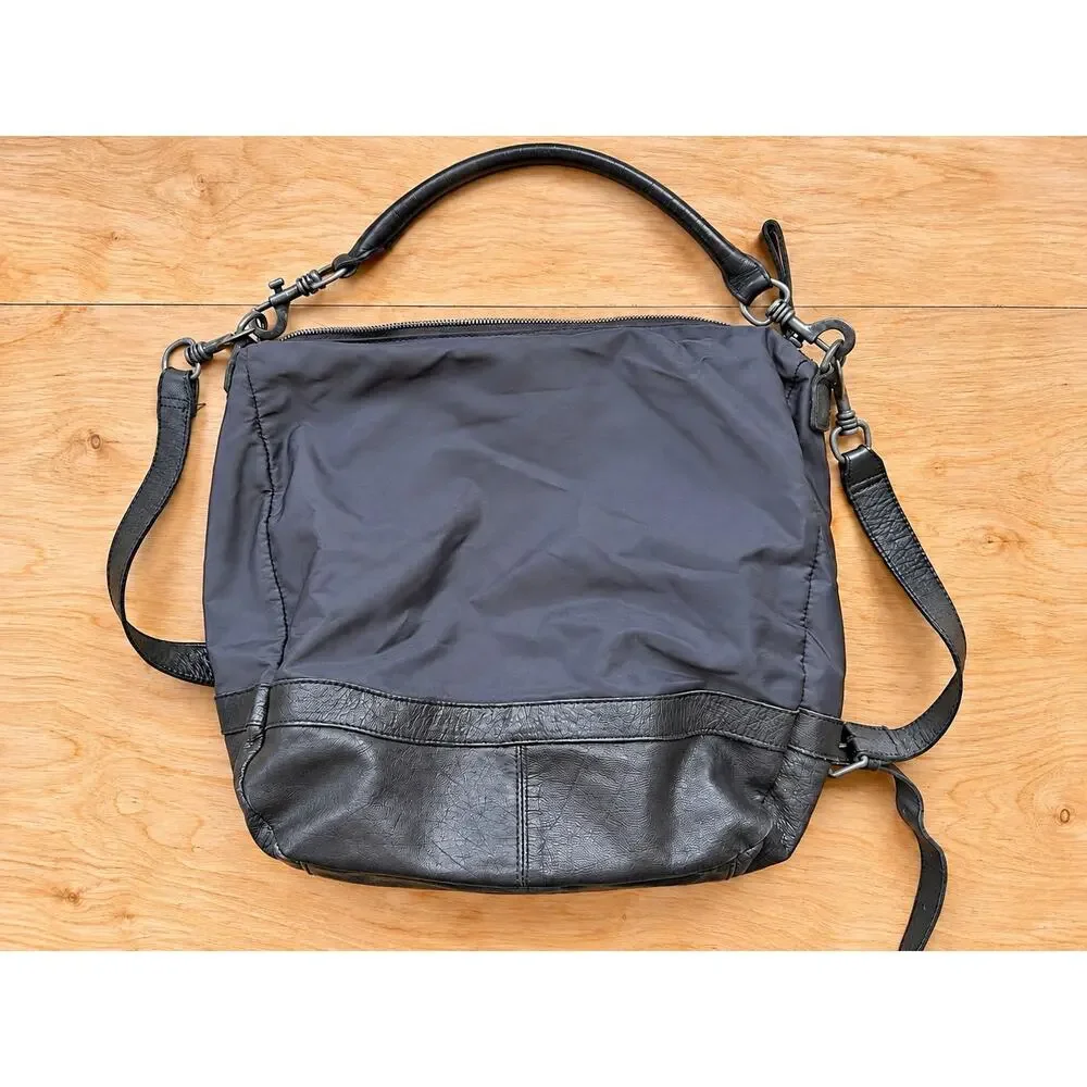 Liebeskind Berlin Ramona C Brown Nylon Leather Hobo Crossbody Shoulder Bag